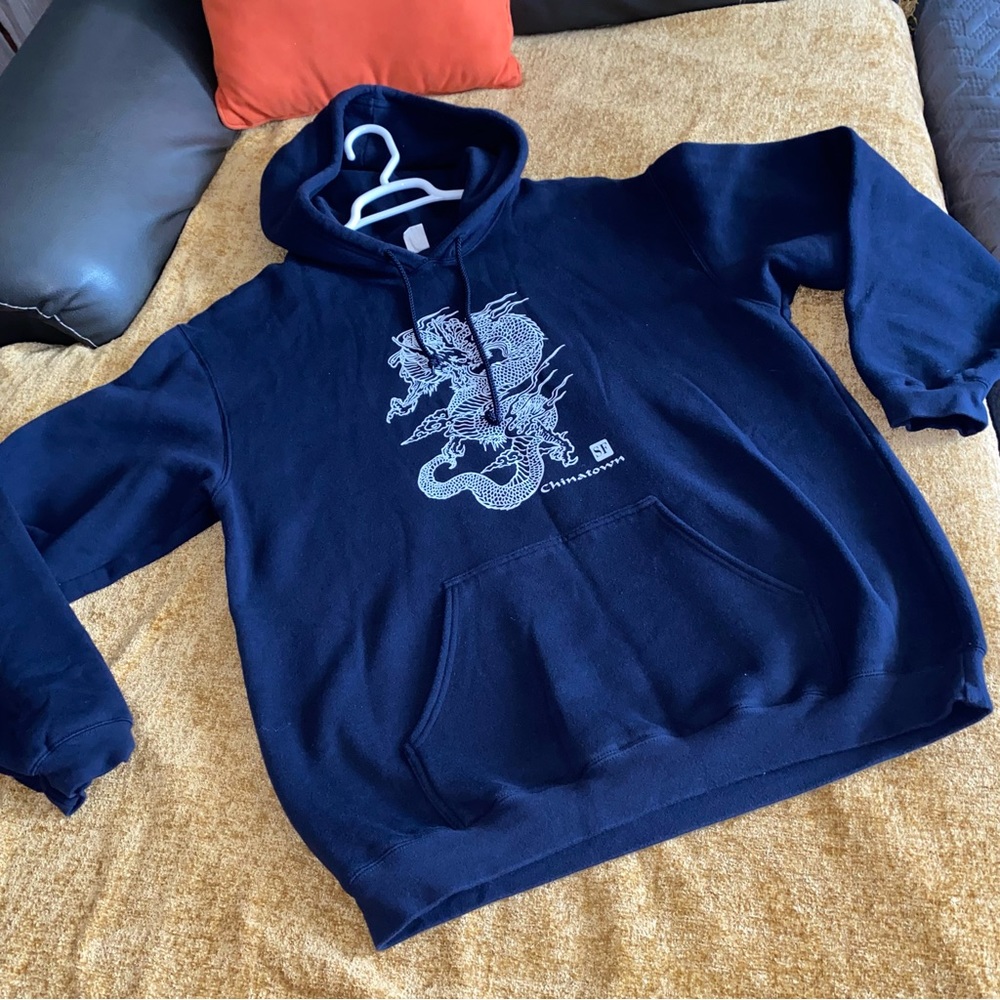 Dragon San Francisco Chinatown Drawstring Hooded Sweatshirt Hoodie Size Large